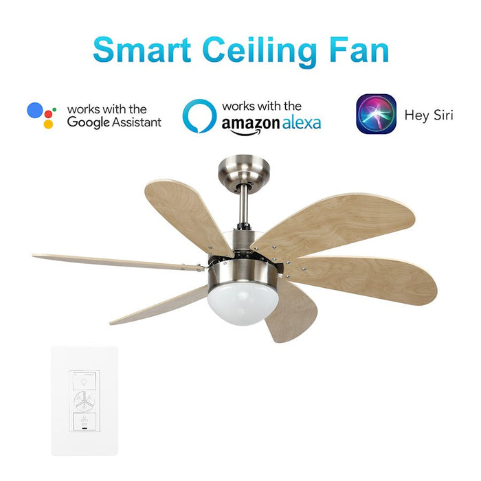 Carro Metanoia 38" Ceiling Fan/LED Light Kit, Silver/Wooden - VWGS-386E-L11-SE-1