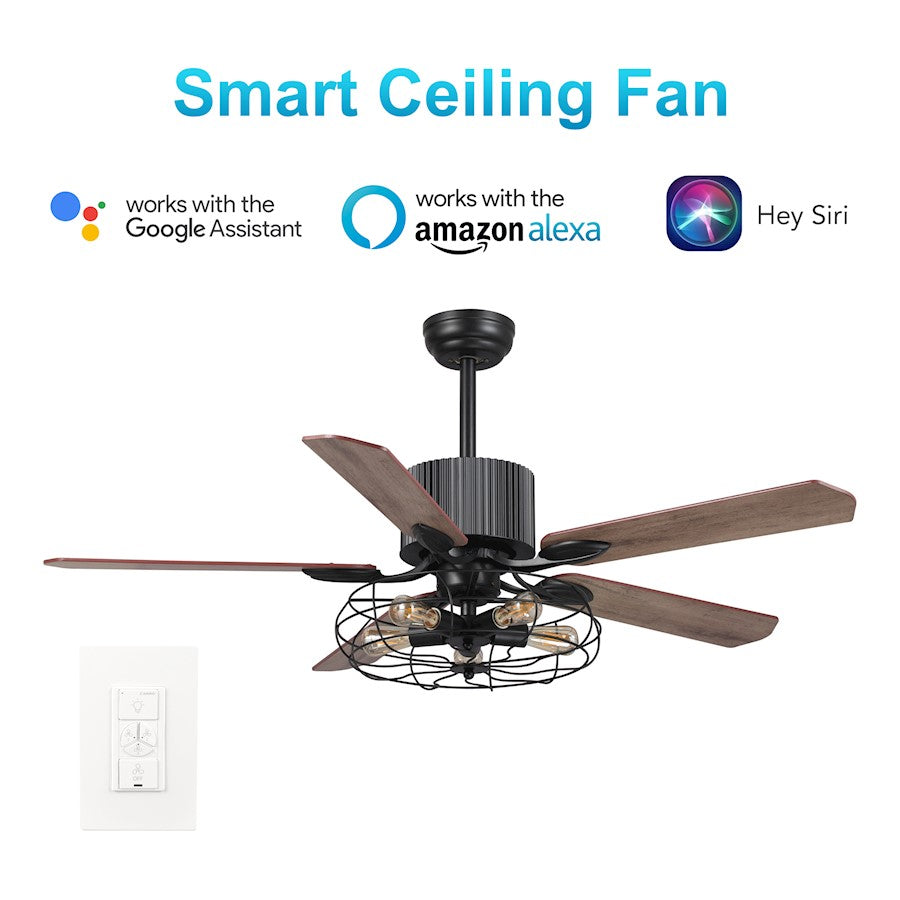 Carro Helston 52" Ceiling Fan/Wall Control, Black/Cocoa - VWGS-525D-L12-BB-1