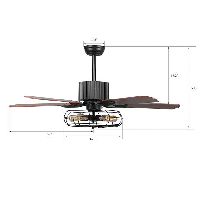 Carro Helston 52" Ceiling Fan/Wall Control, Black/Cocoa