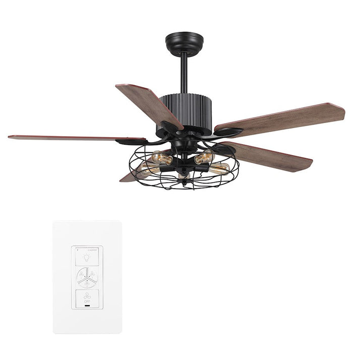 Carro Helston 52" Ceiling Fan/Wall Control, Black/Cocoa