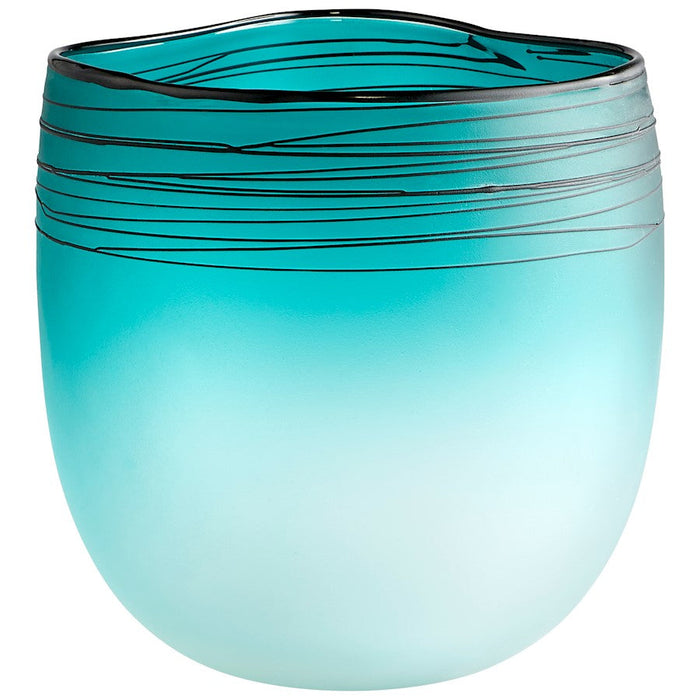 Cyan Design Kapalua 9" Vase, Blue/White - 10895