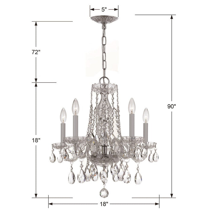 Crystorama Traditional Crystal 5 Light Mini Chandelier, Chrome