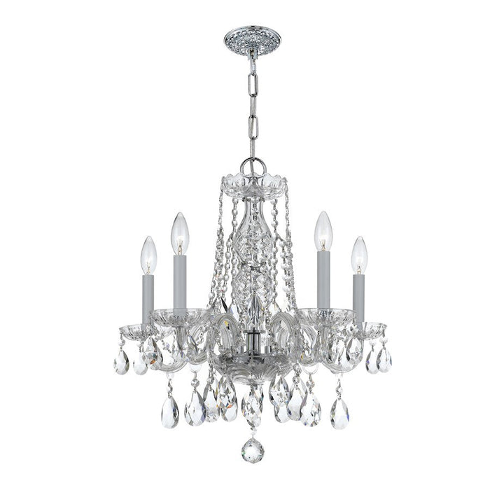 Crystorama Traditional Crystal 5 Light Mini Chandelier, CH/SAQ - 1061-CH-CL-SAQ