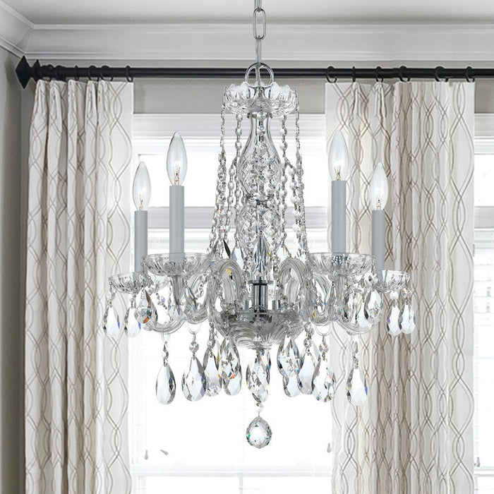 Crystorama Traditional Crystal 5 Light Mini Chandelier, Chrome