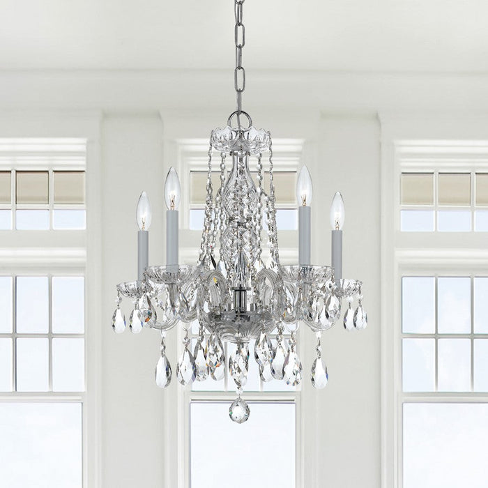 Crystorama Traditional Crystal 5 Light Mini Chandelier, Chrome