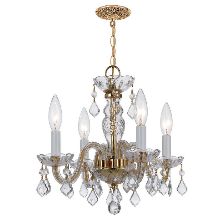 Crystorama Traditional Crystal 4 Light Mini Chandelier, Brass - 1064-PB-CL-I