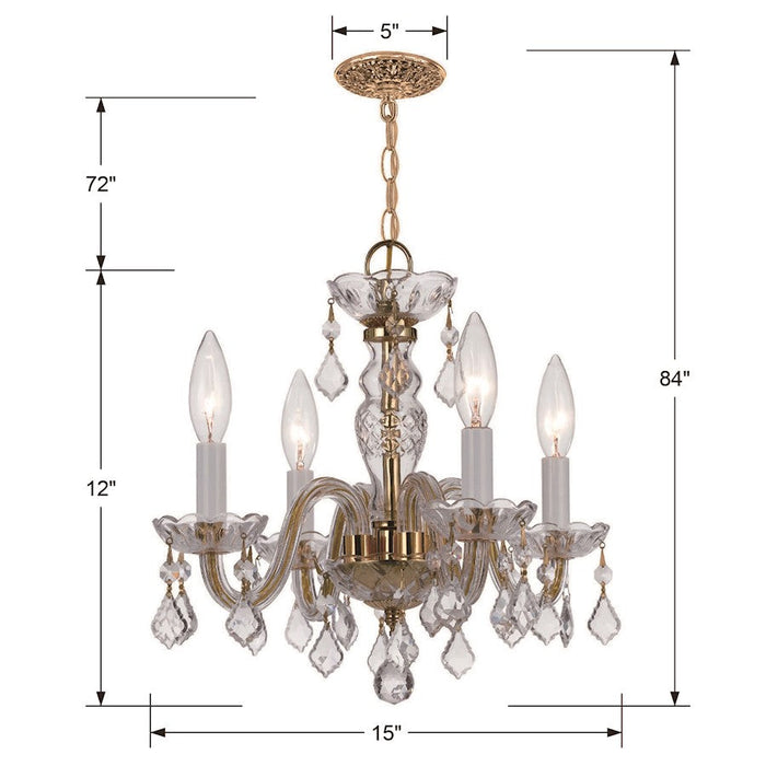 Crystorama Traditional Crystal Mini Chandelier, Brass