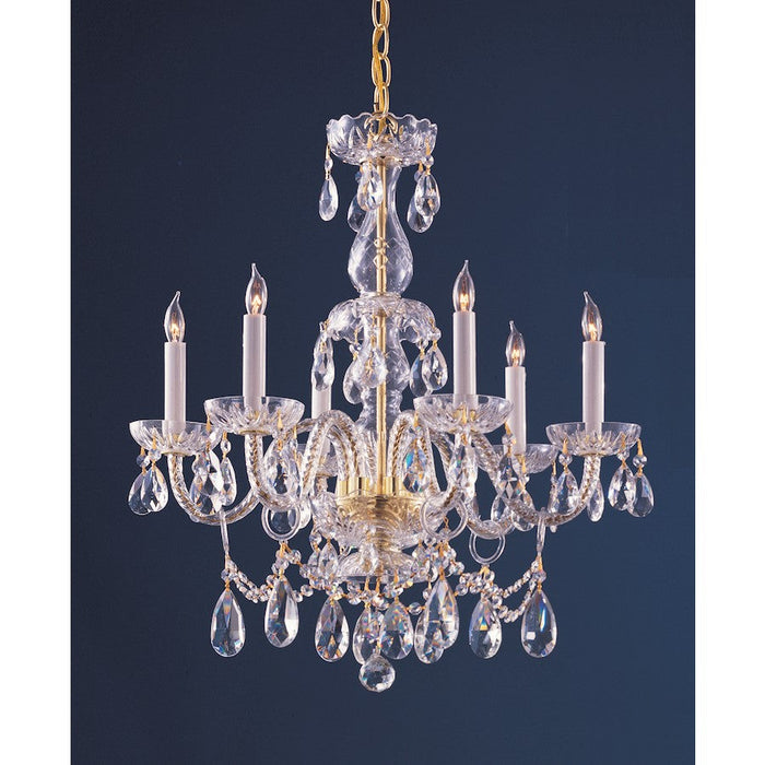 Crystorama Traditional Crystal 6 Light Chandelier, Brass - 1126-PB-CL-MWP