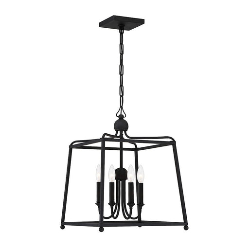 Crystorama Sylvan 4 Light 16" Chandelier, Black Forged - 2245-BF-NOSHADE