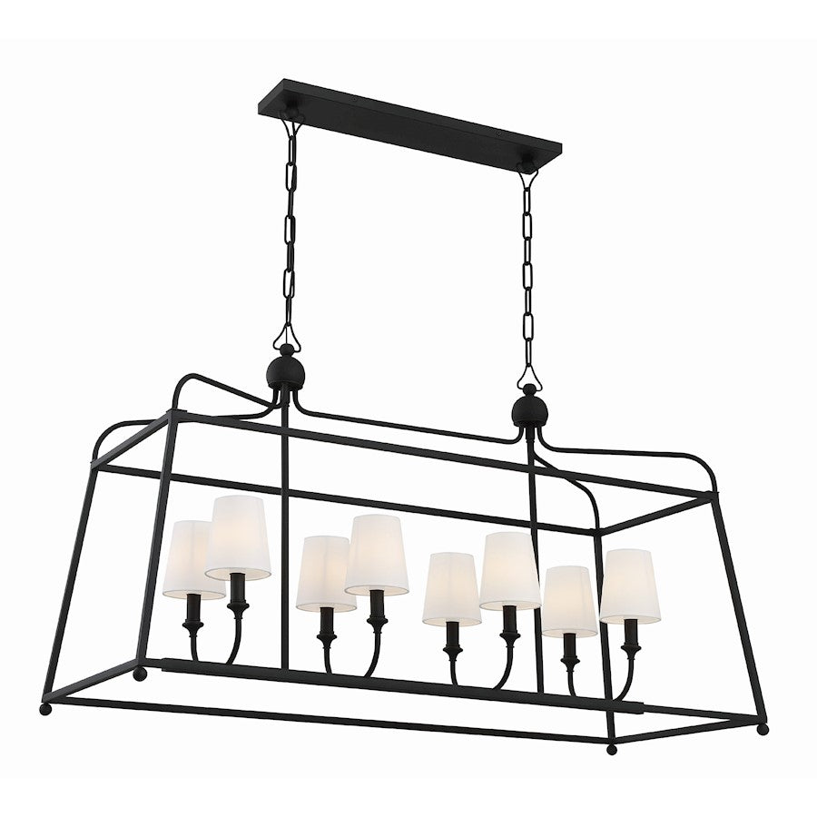 Crystorama Sylvan 8 Light Chandelier, Black Forged/White - 2249-BF