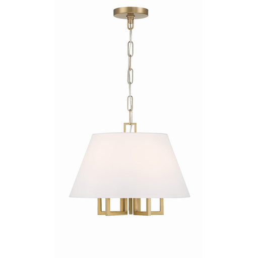 Crystorama Westwood 5 Light Mini Chandelier, Vibrant Gold/White - 2255-VG