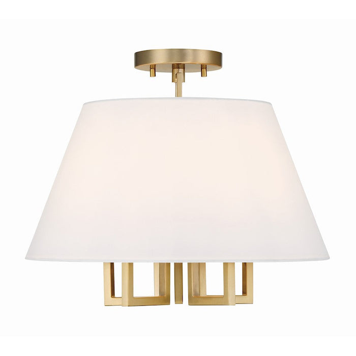 Crystorama Westwood 5 Light Semi Flush Mount, Gold/White - 2255-VG-CEILING