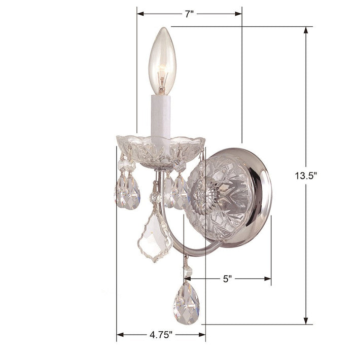 Crystorama Imperial 1 Light Wall Mount, Polished Chrome/Italian