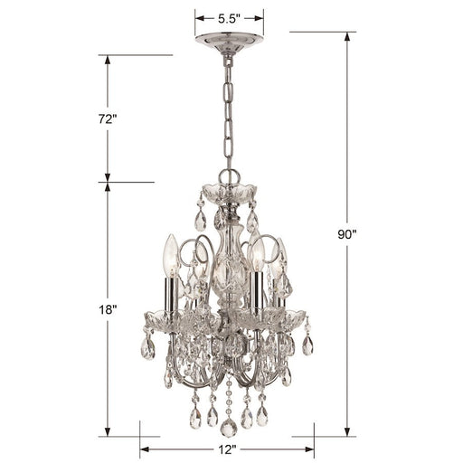 Crystorama Imperial 4-LT Mini Chandelier, Chrome/Italian