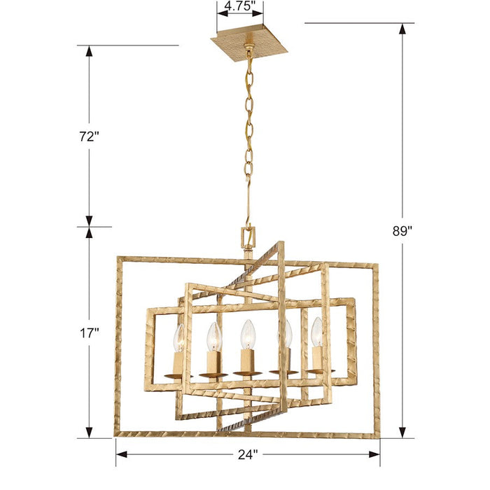 Crystorama Capri Chandelier, Antique Gold