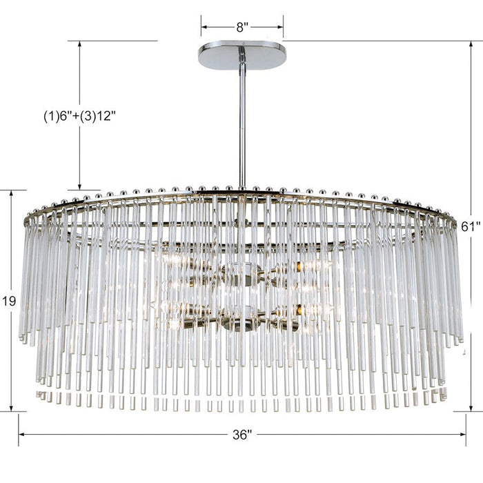 Crystorama Bleecker 8 Light Chandelier, Polished Chrome