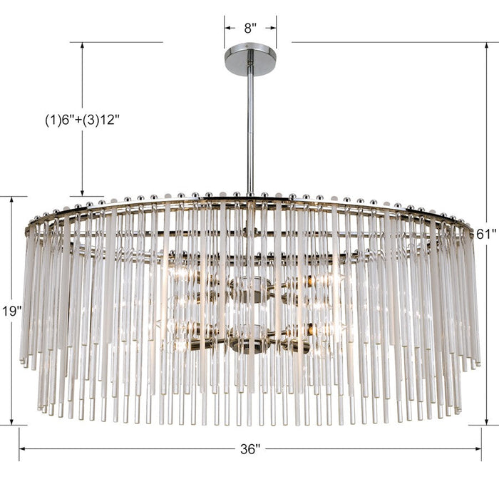 Crystorama Bleecker 8 Light Chandelier, Polished Chrome