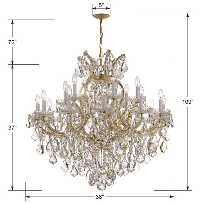 Crystorama Maria Theresa 19 Light Chandelier, Gold/Clear Italian