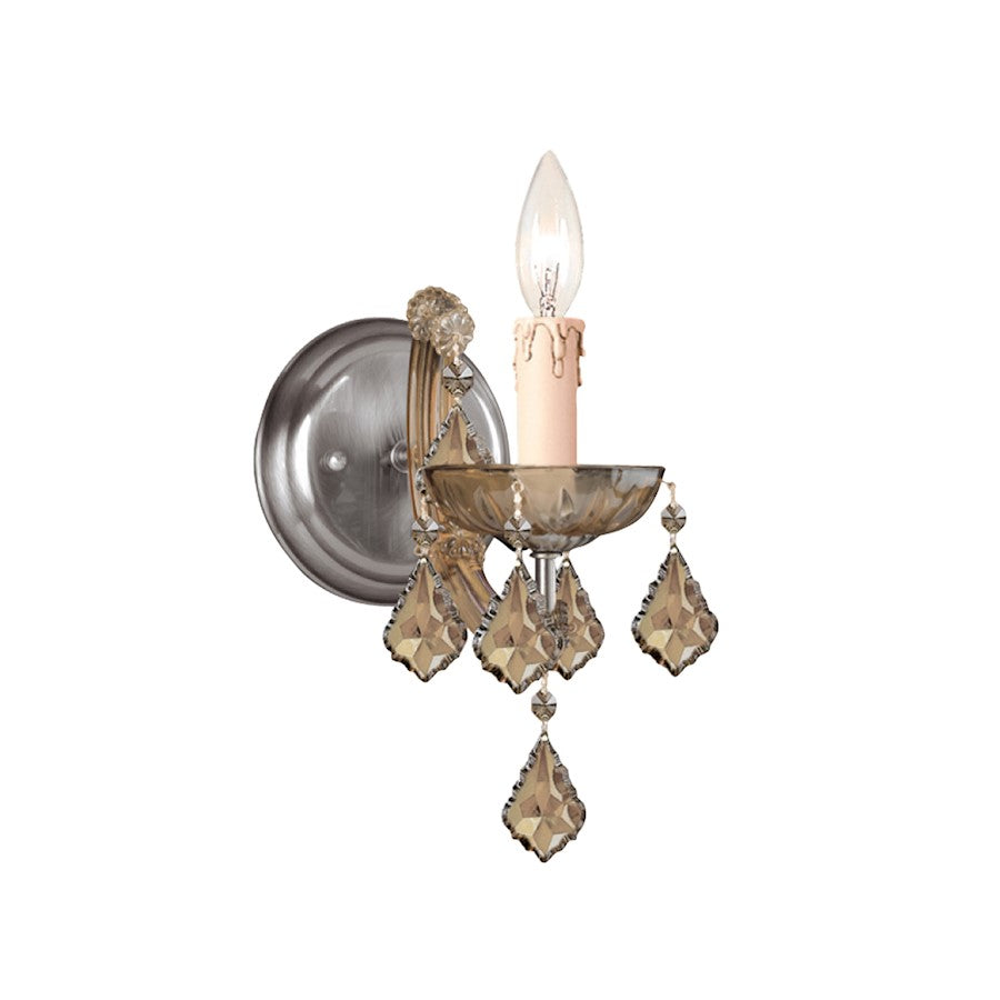 Crystorama Maria Theresa 1-LT Golden Teak Crystal Sconce, Brass - 4471-AB-GT-MWP