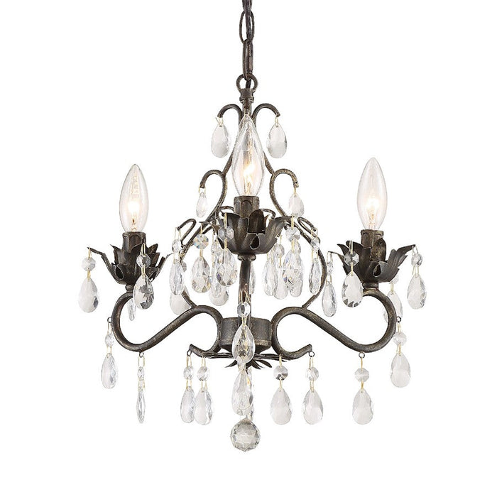 Crystorama Paris Market 3 Light Mini-Chandelier, Bronze/Spectra - 4534-EB-CL-SAQ