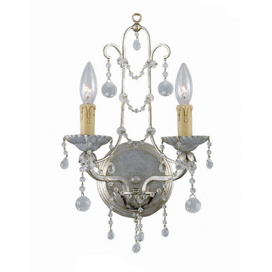 Crystorama Paris Market 2 Light Wall Mount, Silver Leaf - 4612-SL