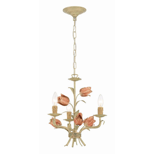 Crystorama Southport 3 Light Mini Chandelier, Sage Rose - 4803-SR