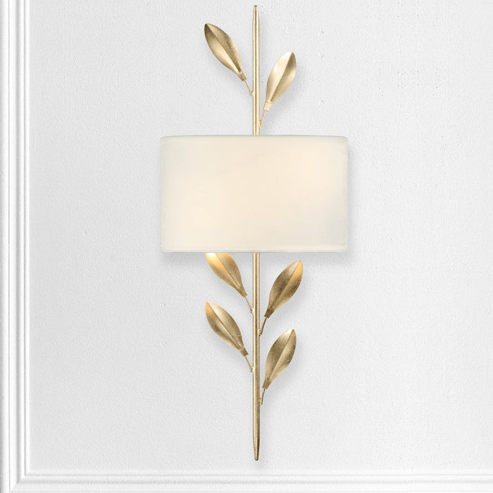 Crystorama Broche 2 Light Wall Mount, Antique Gold/White