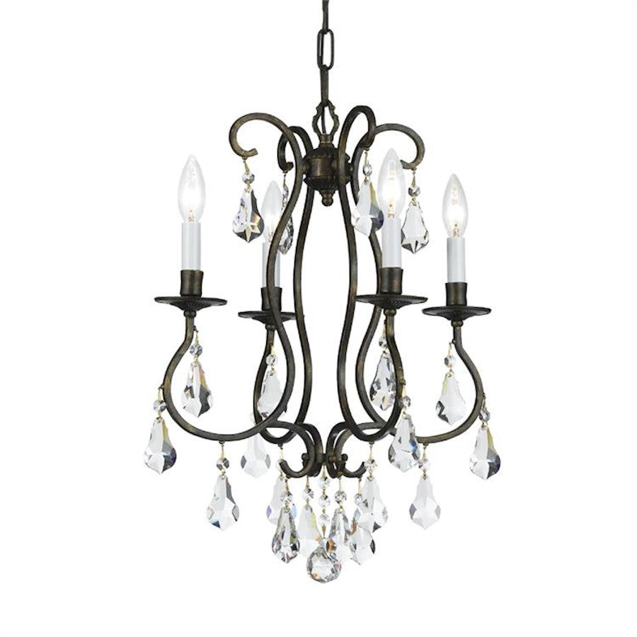 Crystorama Ashton 4-LT Mini Chandelier, Bronze/Swarovski Strass - 5014-EB-CL-S