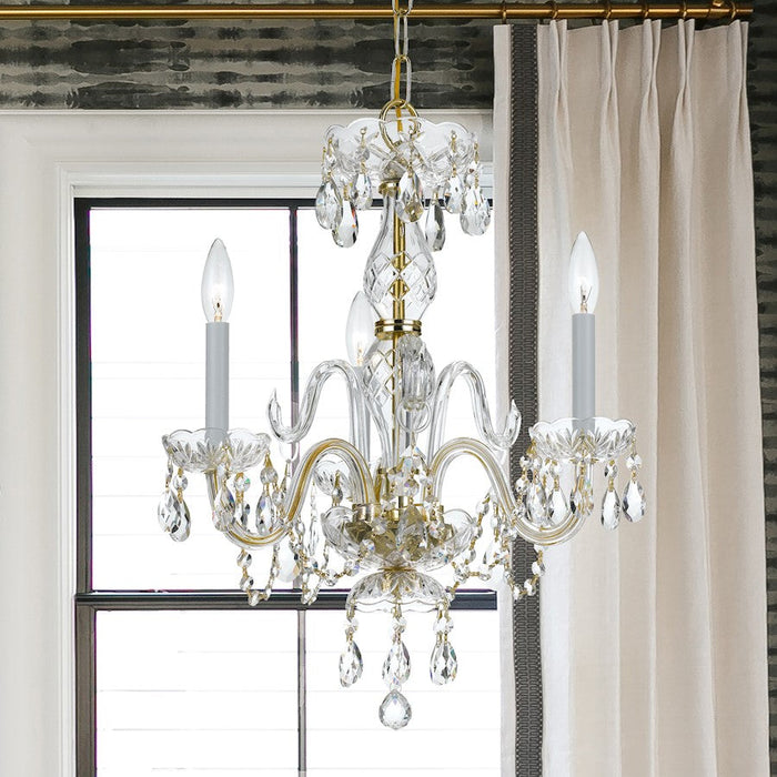 Crystorama Traditional Crystal Mini Chandelier, Brass