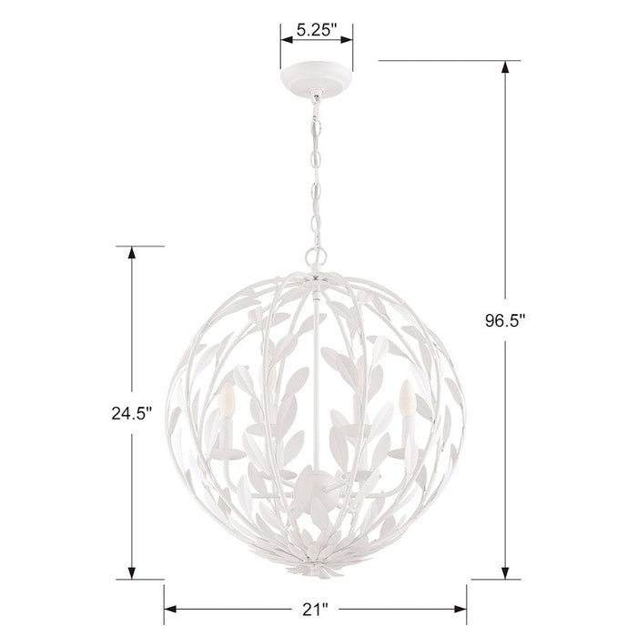 Crystorama Broche Chandelier, Matte White