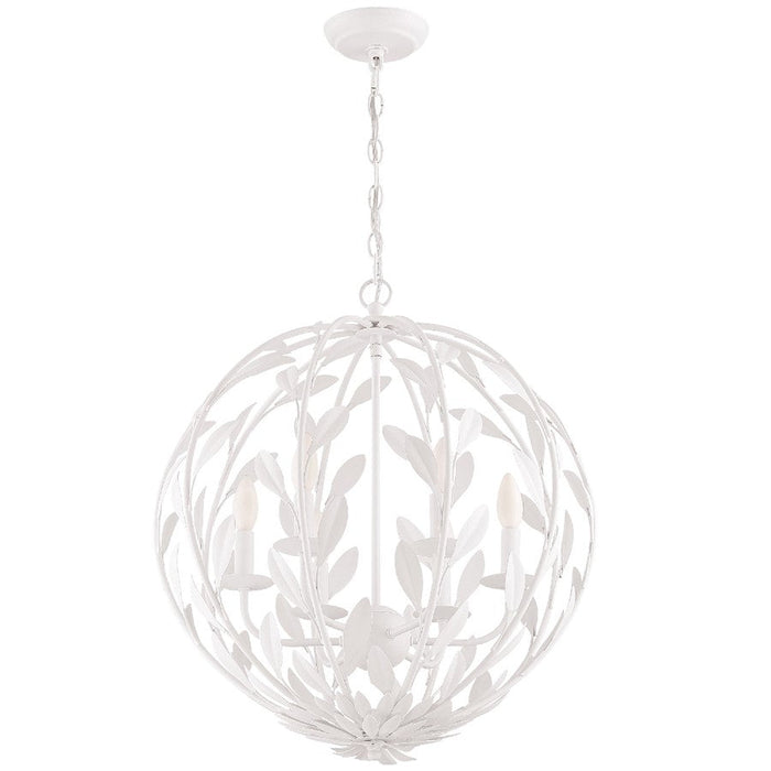 Crystorama Broche Chandelier, Matte White