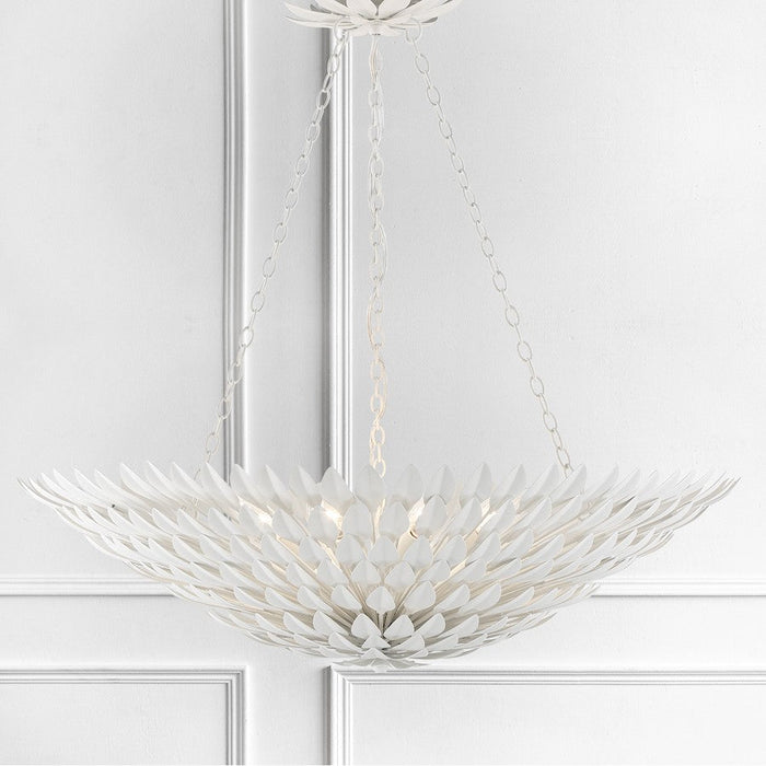 Crystorama Broche 8 Light Chandelier, Matte White