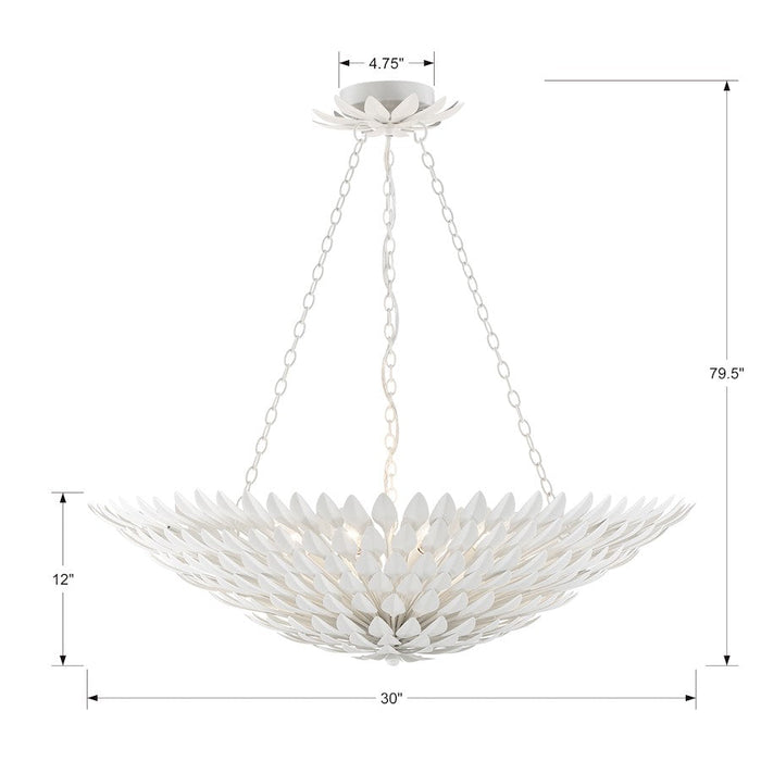 Crystorama Broche 8 Light Chandelier, Matte White