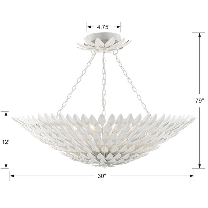 Crystorama Broche 8 Light Flush Mount, Matte White