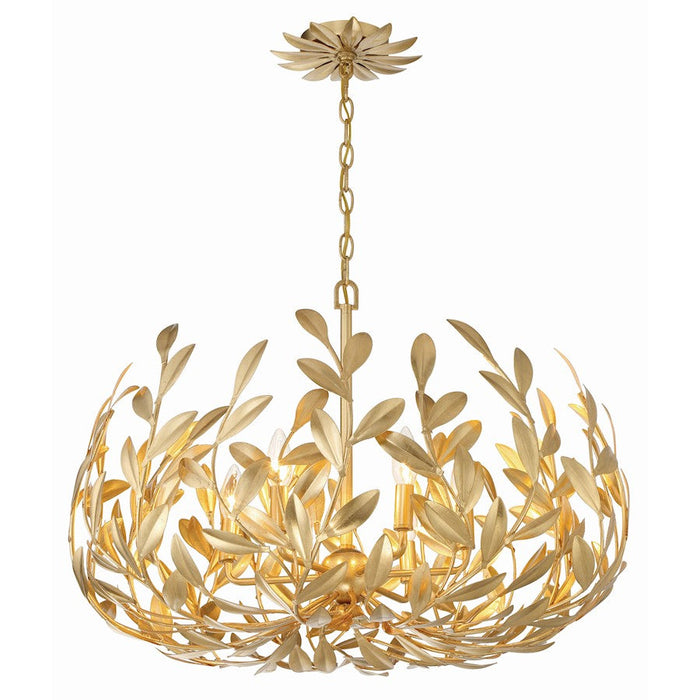 Crystorama Broche 6 Light Chandelier, Antique Gold - 533-GA