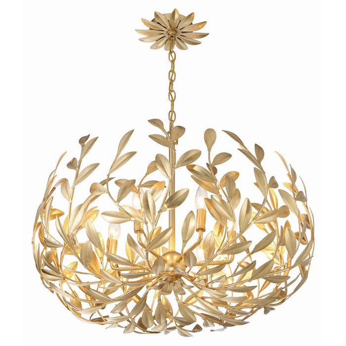 Crystorama Broche 6 Light 27" Chandelier, Antique Gold