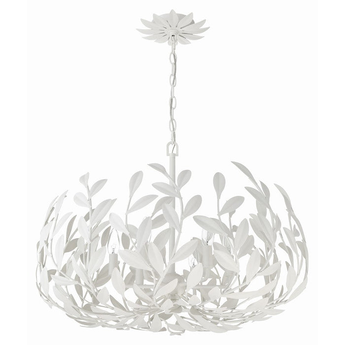 Crystorama Broche 6 Light 27" Chandelier, Matte White