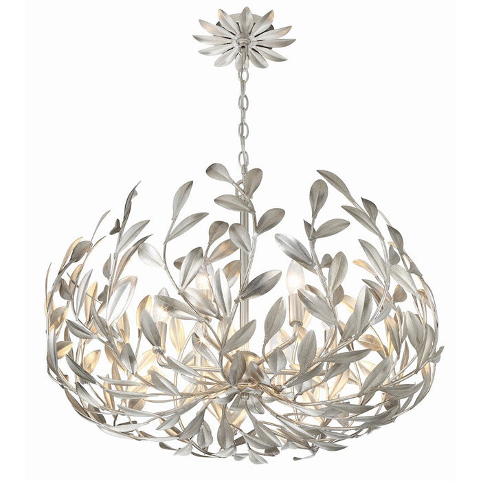 Crystorama Broche 6 Light 27" Chandelier, Antique Silver