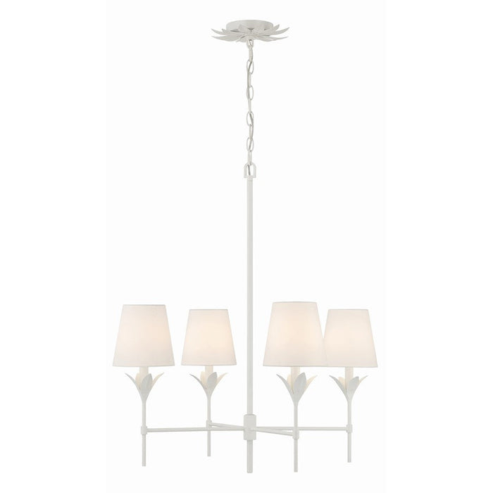 Crystorama Broche 4 Light Chandelier, Matte White/White - 534-MT