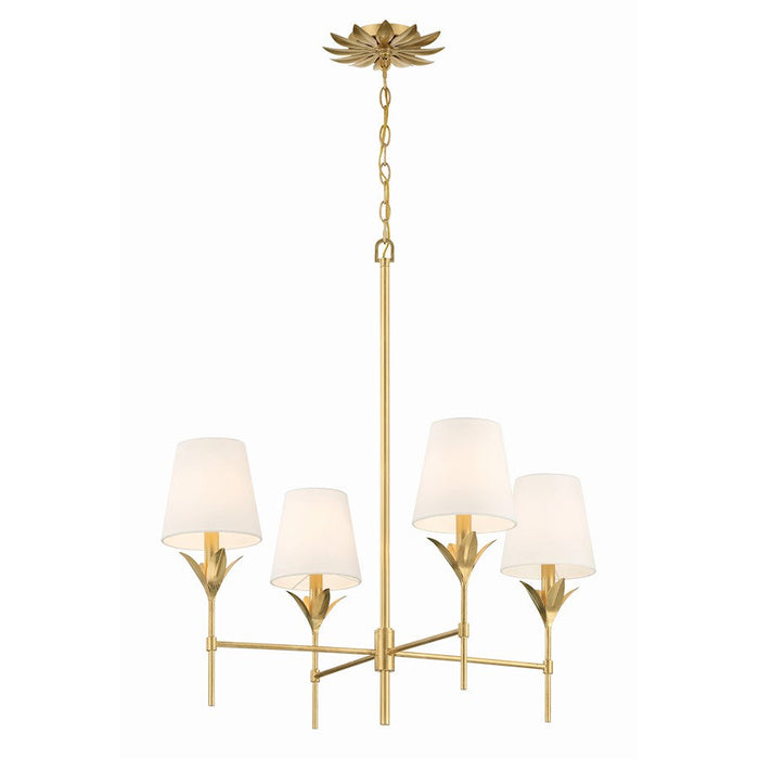 Crystorama Broche 6 Light 18" Chandelier, Antique Gold