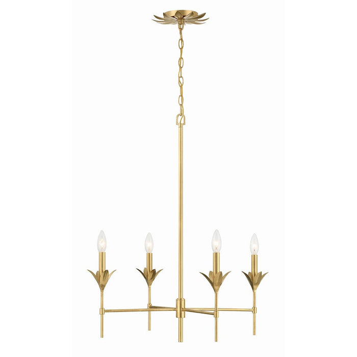 Crystorama Broche 6 Light 18" Chandelier, Antique Gold