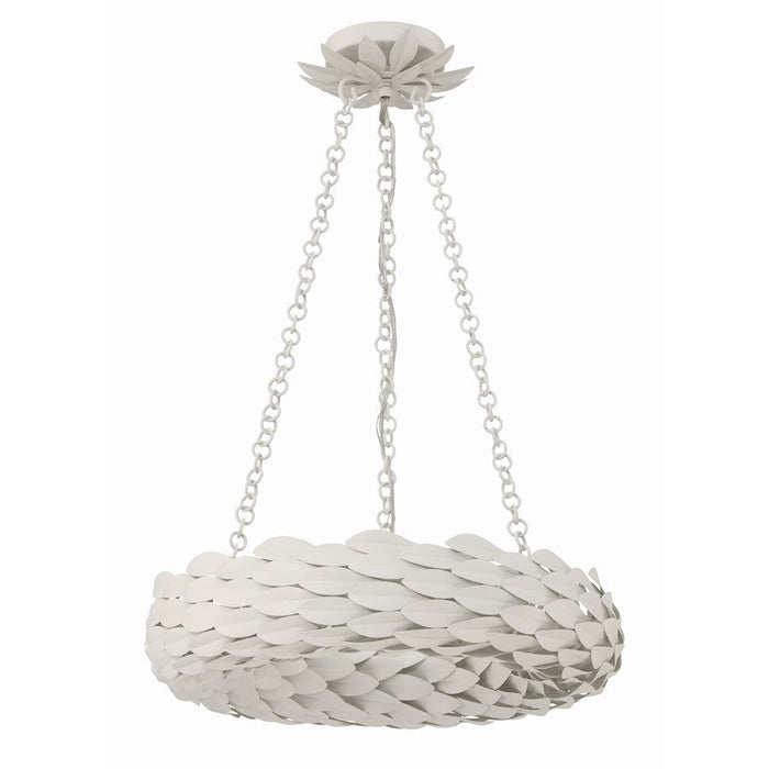 Crystorama Broche 6 Light 18" Chandelier, Matte White