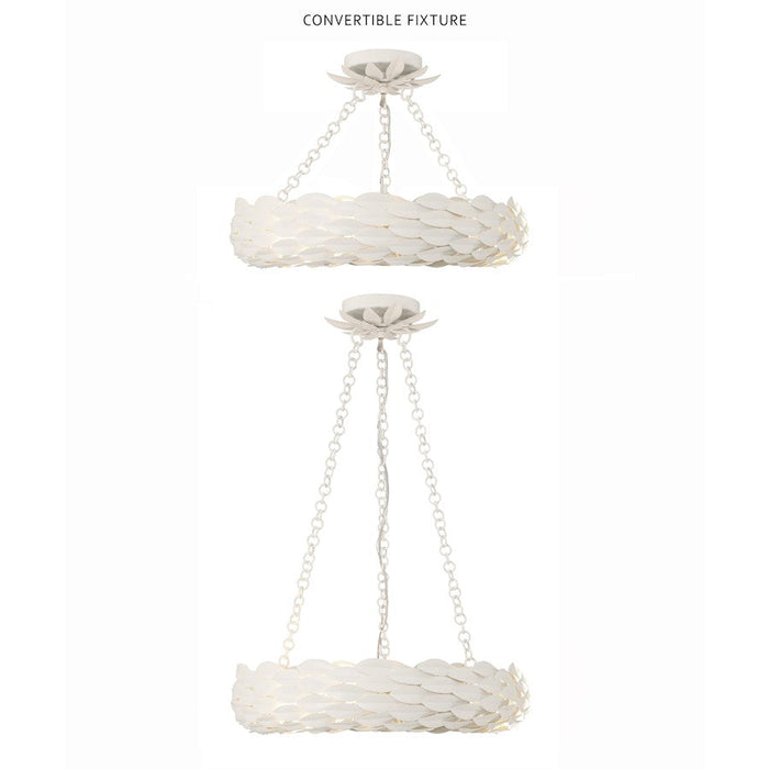 Crystorama Broche 6 Light 18" Chandelier, Matte White