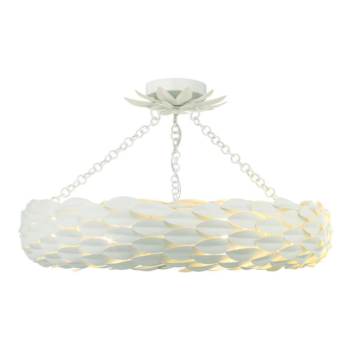 Crystorama Broche 6 Light Semi Flush Mount, Matte White - 536-MT-CEILING