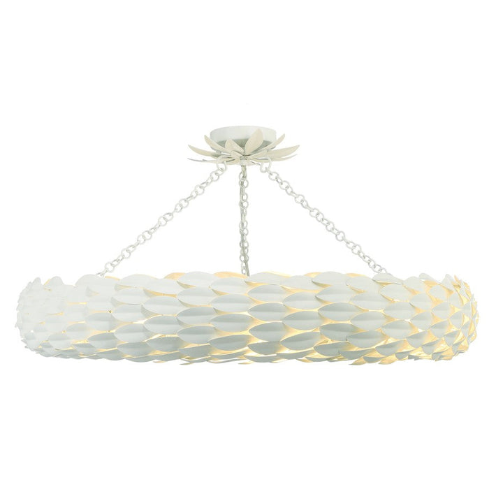 Crystorama Broche 8 Light Semi Flush Mount, Matte White - 538-MT-CEILING