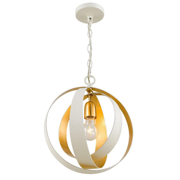 Crystorama Luna 1-LT Sphere Mini Chandelier, White/ Antique Gold