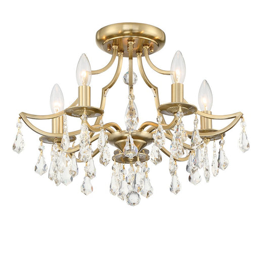 Crystorama Cedar 5 Light Semi Flush Mount, Vibrant Gold