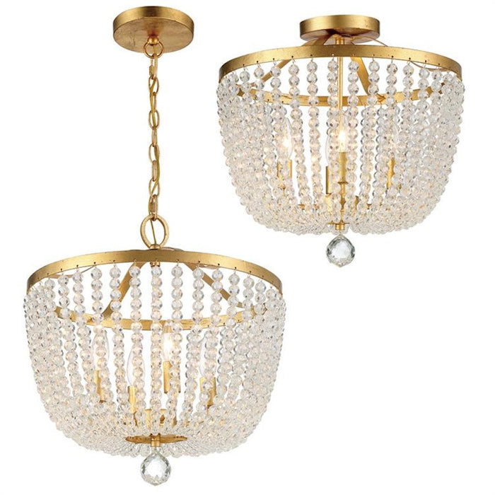 Crystorama Rylee 4 Light Chandelier, Antique Gold - 604-GA