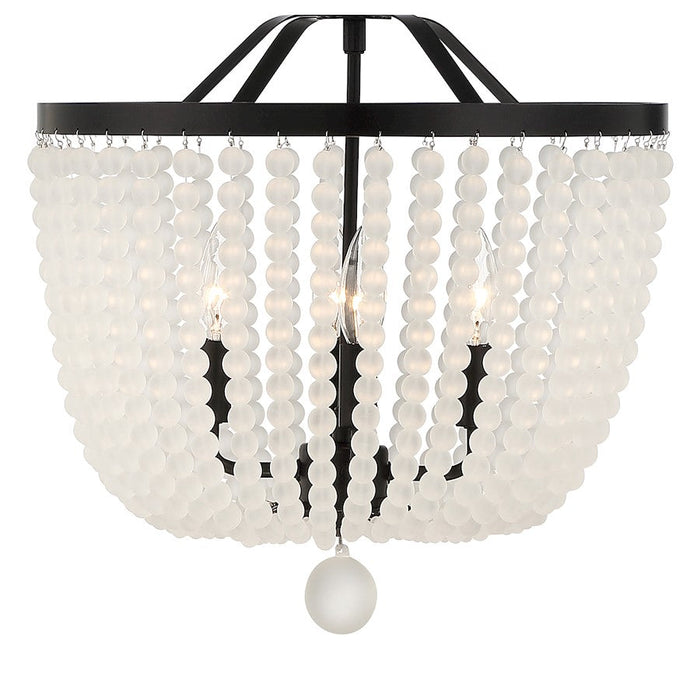 Crystorama Rylee 4 Light Chandelier, Matte Black/Frosted Glass Beads