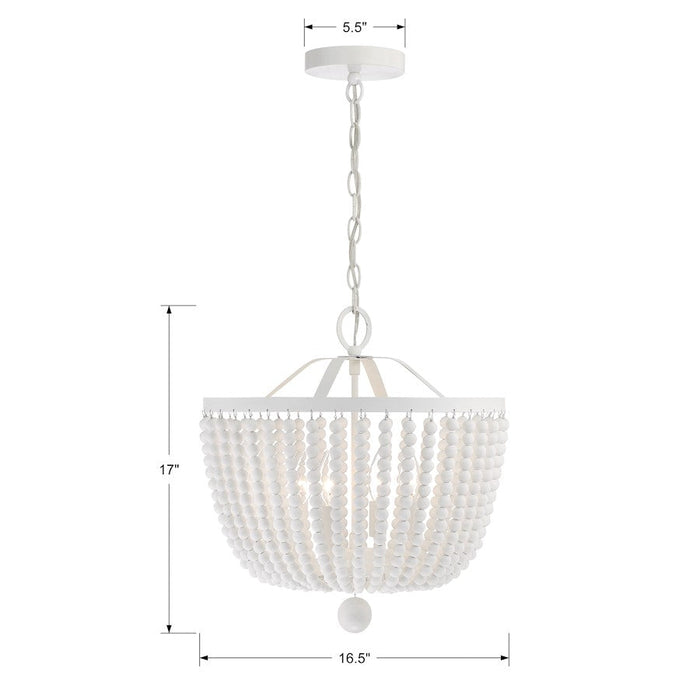 Crystorama Rylee 4 Light Chandelier, Matte White